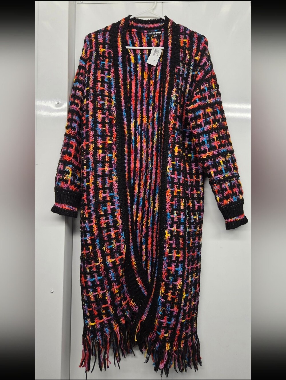 Long Tweed Knit Cardigan